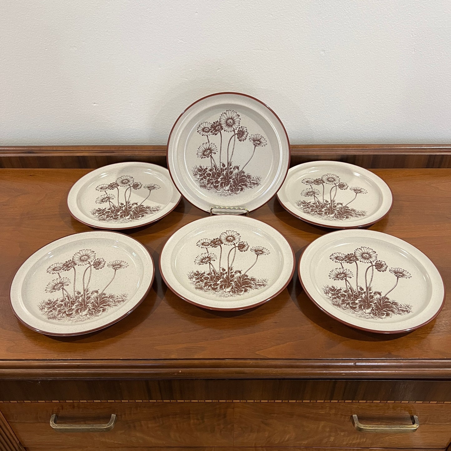 Set of 6 Vintage 1970s/1980s Noritake Stoneware Desert Flowers Salad Plates