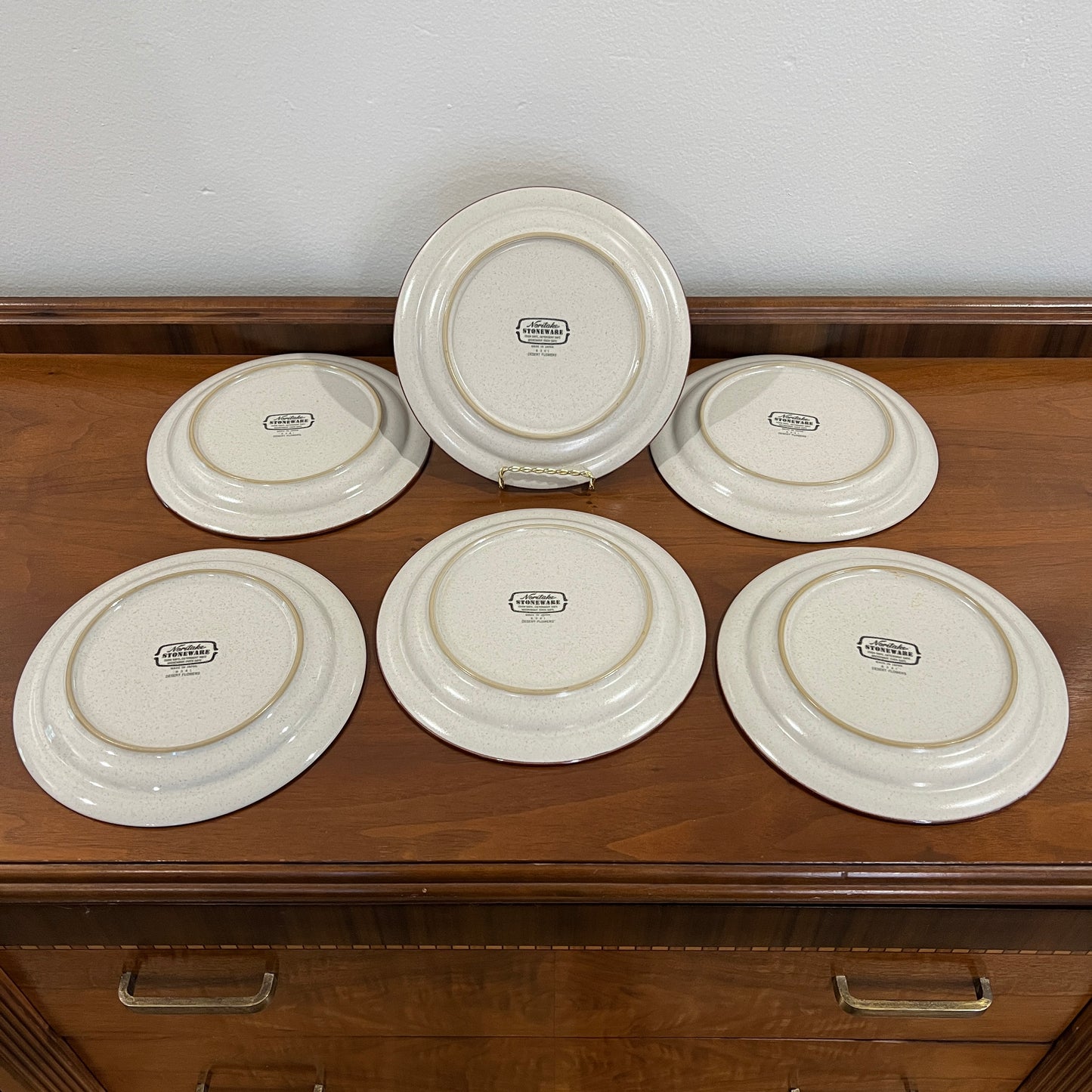 Set of 6 Vintage 1970s/1980s Noritake Stoneware Desert Flowers Salad Plates