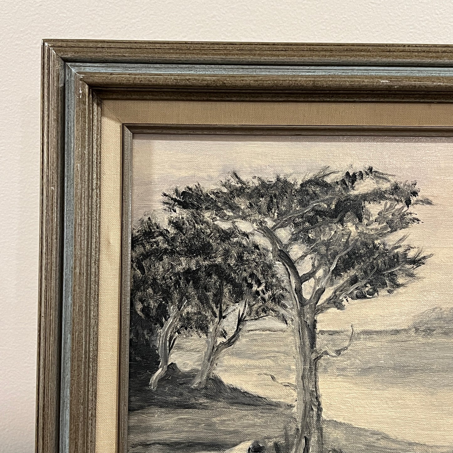 Framed & Signed Vintage Landscape Painting on Board by M. Hero '86