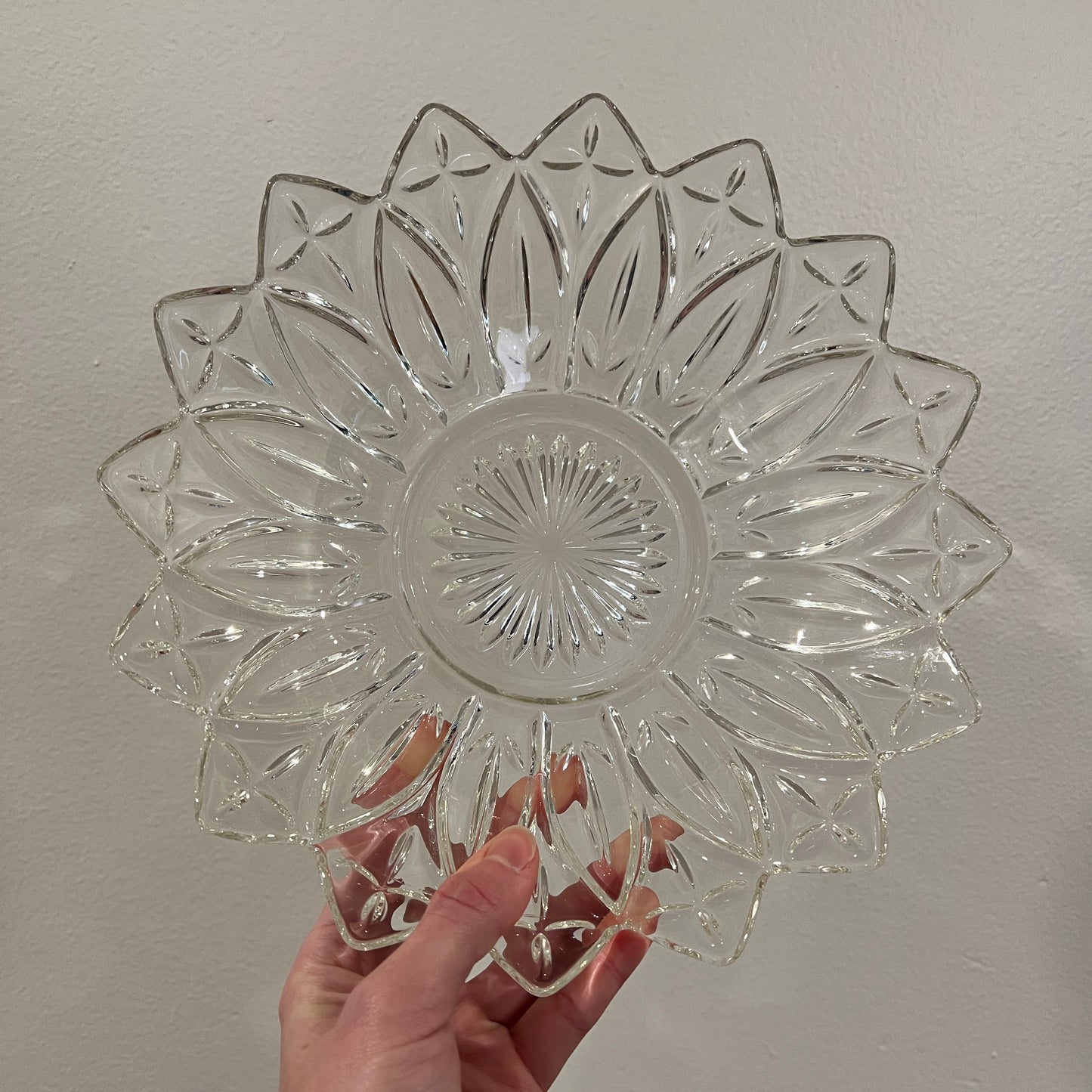 Vintage 1960s Federal Glass Petal Clear Large Serving or Dessert Bowl