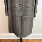 Vintage 1960s/1970s Men's Glen Plaid Long Wool Coat, Size XL/XXL