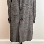 Vintage 1960s/1970s Men's Glen Plaid Long Wool Coat, Size XL/XXL