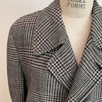 Vintage 1960s/1970s Men's Glen Plaid Long Wool Coat, Size XL/XXL