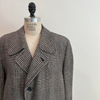 Vintage 1960s/1970s Men's Glen Plaid Long Wool Coat, Size XL/XXL