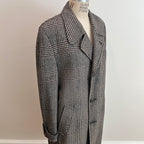 Vintage 1960s/1970s Men's Glen Plaid Long Wool Coat, Size XL/XXL