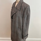 Vintage 1960s/1970s Men's Glen Plaid Long Wool Coat, Size XL/XXL