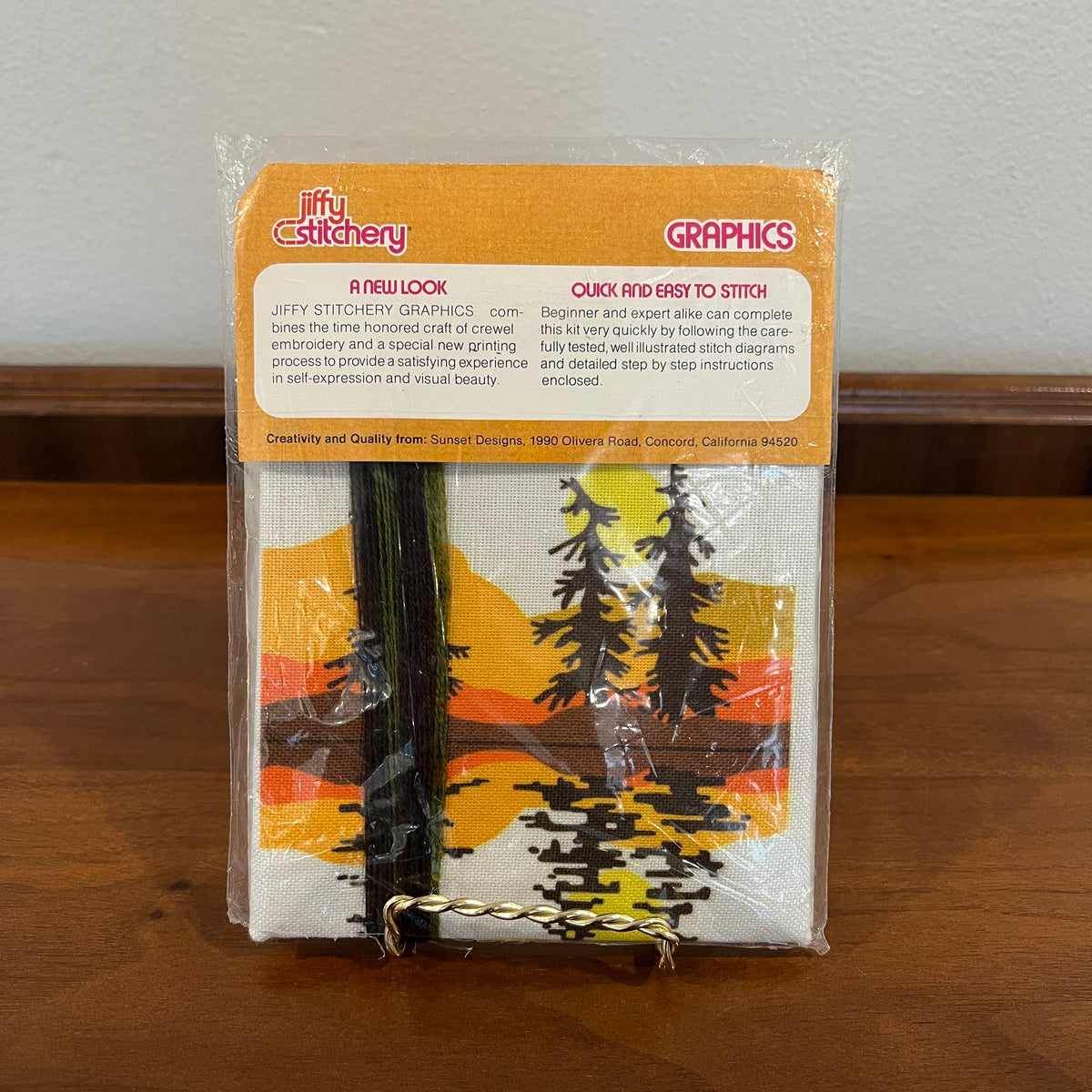 Vintage 1970s NIP Jiffy Stitchery Graphics Evergreens Crewel Embroidery Kit #201