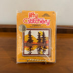 Vintage 1970s NIP Jiffy Stitchery Graphics Evergreens Crewel Embroidery Kit #201