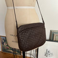 Vintage 1980s Ganson Chocolate Brown Woven Leather Crossbody Bag