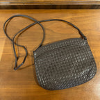 Vintage 1980s Ganson Chocolate Brown Woven Leather Crossbody Bag