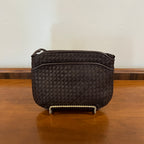 Vintage 1980s Ganson Chocolate Brown Woven Leather Crossbody Bag