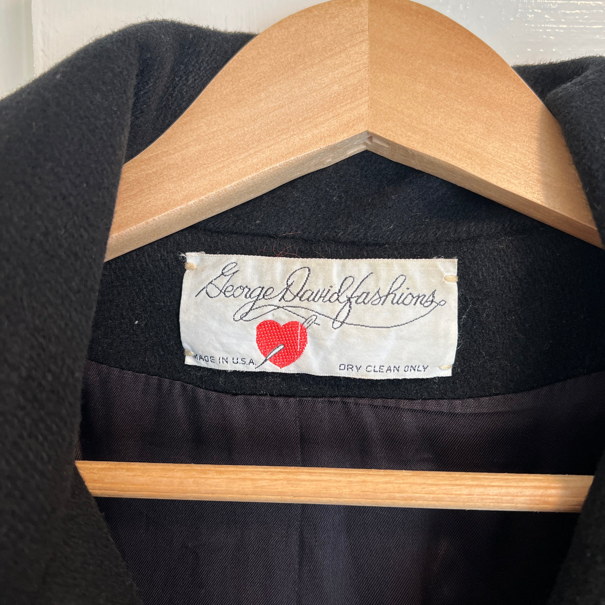 Vintage 1980s Women's Black and Tan Color Blocked Wool Coat, Size M/L
