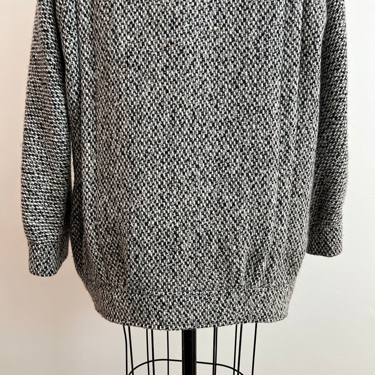 Vintage 1980s Women's Tweed Double-Breasted Wool Coat, Size M/L