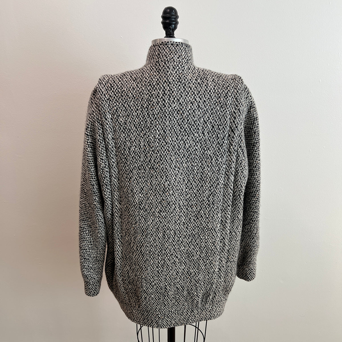 Vintage 1980s Women's Tweed Double-Breasted Wool Coat, Size M/L