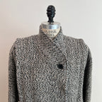 Vintage 1980s Women's Tweed Double-Breasted Wool Coat, Size M/L