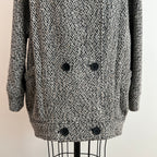Vintage 1980s Women's Tweed Double-Breasted Wool Coat, Size M/L