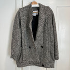 Vintage 1980s Women's Tweed Double-Breasted Wool Coat, Size M/L