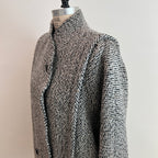 Vintage 1980s Women's Tweed Double-Breasted Wool Coat, Size M/L