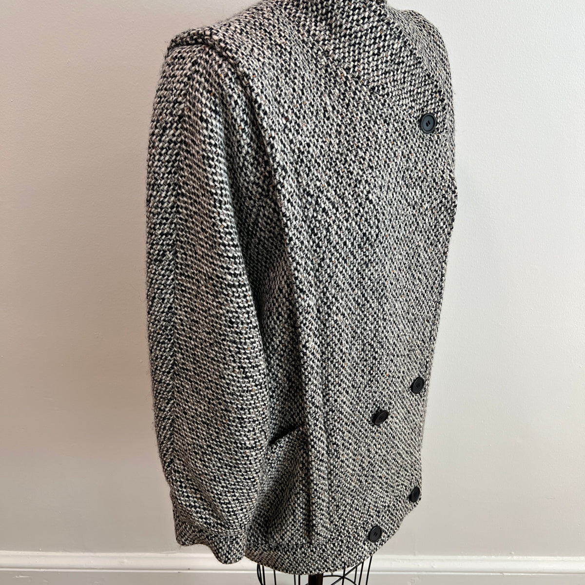 Vintage 1980s Women's Tweed Double-Breasted Wool Coat, Size M/L