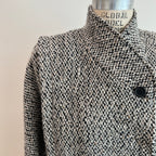 Vintage 1980s Women's Tweed Double-Breasted Wool Coat, Size M/L