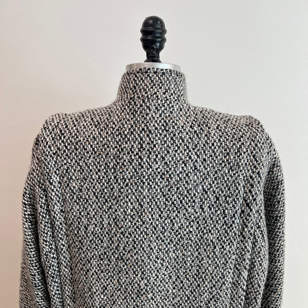 Vintage 1980s Women's Tweed Double-Breasted Wool Coat, Size M/L
