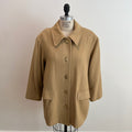 Vintage 1980s/1990s Women's Camel Wool Peacoat with Turnlock Buttons, Size L/XL