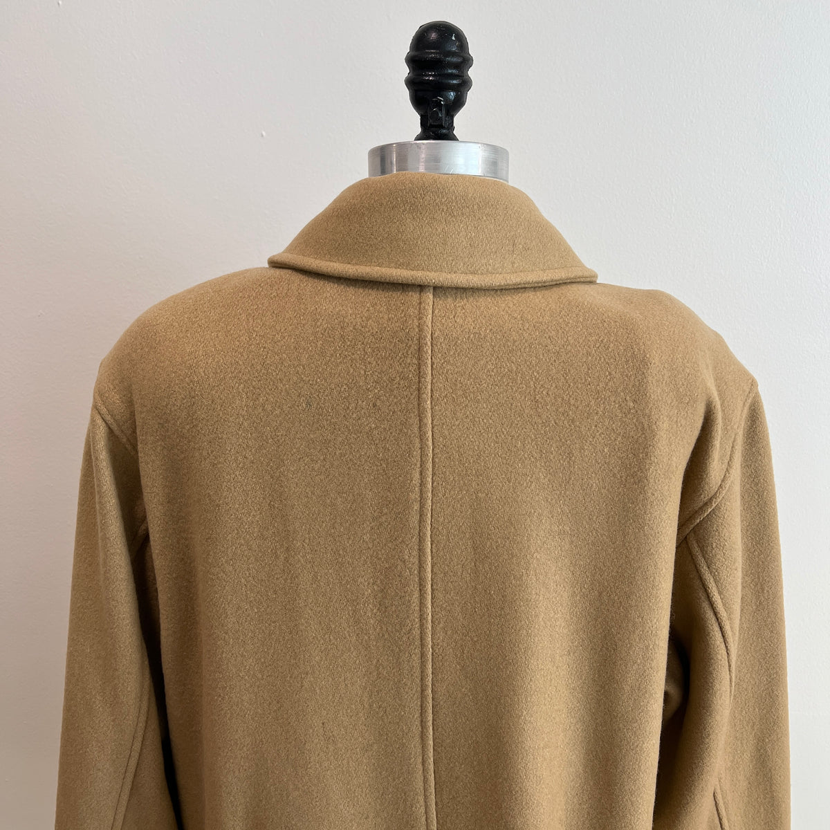 Vintage 1980s/1990s Women's Camel Wool Peacoat with Turnlock Buttons, Size L/XL