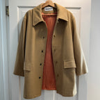 Vintage 1980s/1990s Women's Camel Wool Peacoat with Turnlock Buttons, Size L/XL