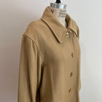 Vintage 1980s/1990s Women's Camel Wool Peacoat with Turnlock Buttons, Size L/XL