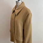 Vintage 1980s/1990s Women's Camel Wool Peacoat with Turnlock Buttons, Size L/XL