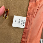 Vintage 1980s/1990s Women's Camel Wool Peacoat with Turnlock Buttons, Size L/XL