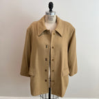 Vintage 1980s/1990s Women's Camel Wool Peacoat with Turnlock Buttons, Size L/XL