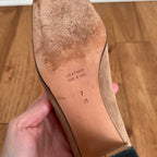 Vintage 1990s Anne Klein II Camel Suede Block Heels, Size 7M