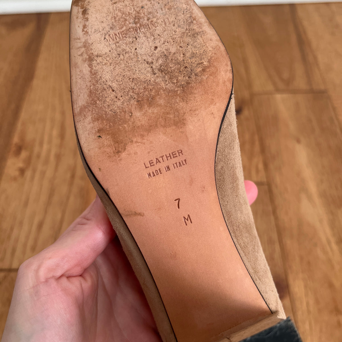 Vintage 1990s Anne Klein II Camel Suede Block Heels, Size 7M
