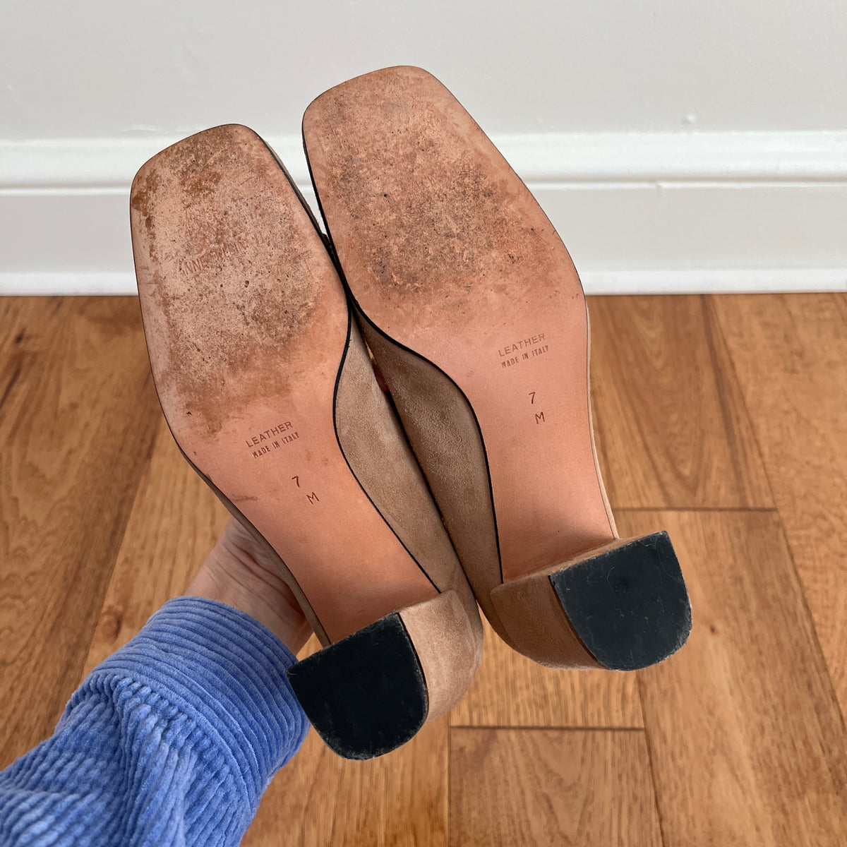 Vintage 1990s Anne Klein II Camel Suede Block Heels, Size 7M