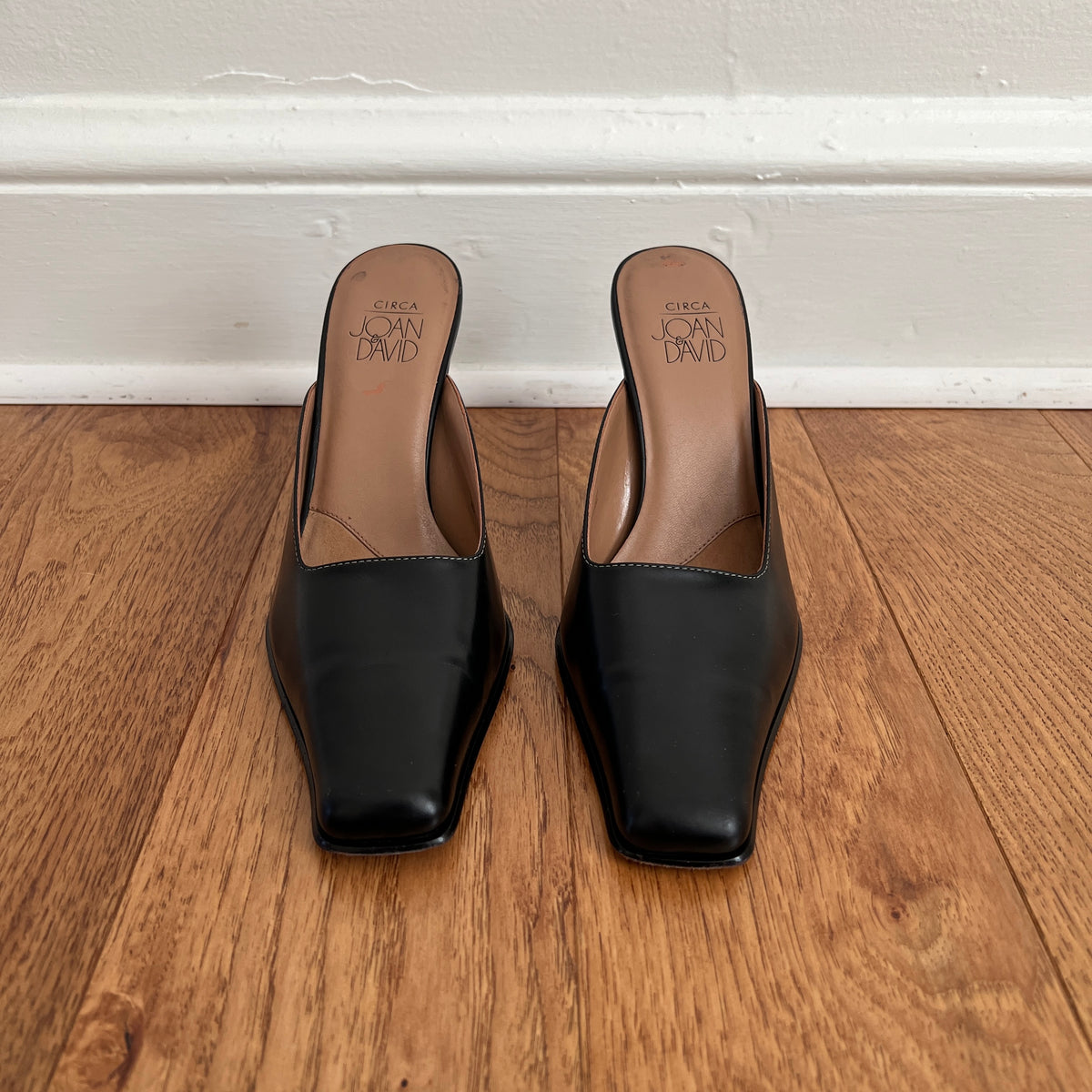Vintage 1990s Circa Joan & David Dark Chocolate Brown Leather Mules, Size 9M