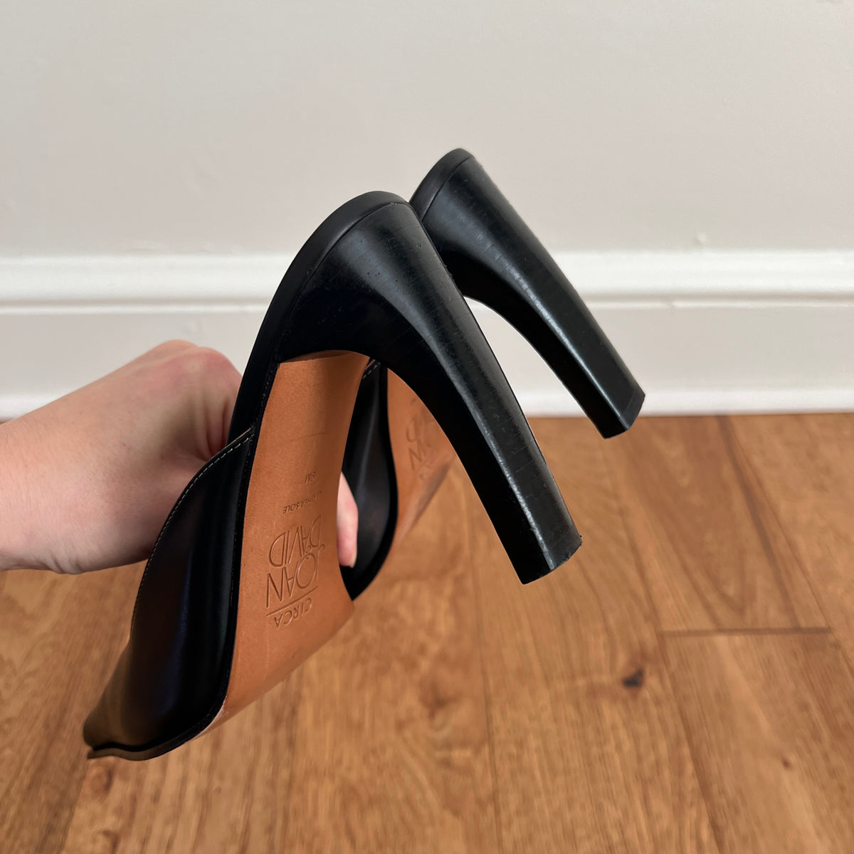 Vintage 1990s Circa Joan & David Dark Chocolate Brown Leather Mules, Size 9M