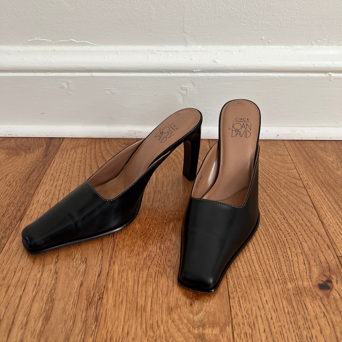 Vintage 1990s Circa Joan & David Dark Chocolate Brown Leather Mules, Size 9M
