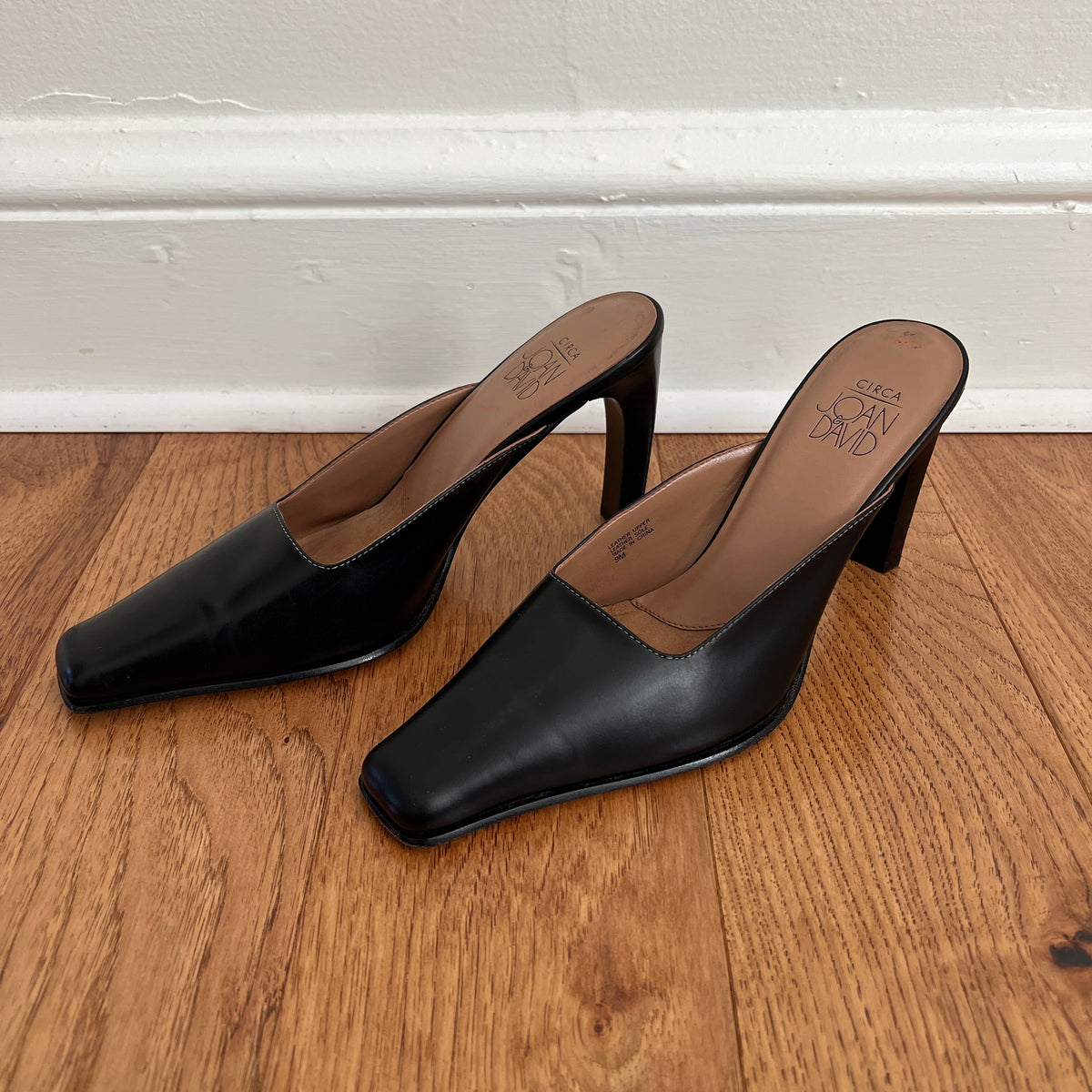 Vintage 1990s Circa Joan & David Dark Chocolate Brown Leather Mules, Size 9M