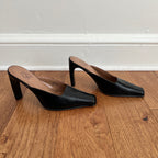Vintage 1990s Circa Joan & David Dark Chocolate Brown Leather Mules, Size 9M