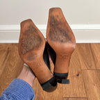 Vintage 1990s Circa Joan & David Dark Chocolate Brown Leather Mules, Size 9M