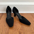 Vintage 1990s Laura Scott Black Square Toed Low Heel Pumps, Size 8