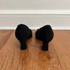 Vintage 1990s Laura Scott Black Square Toed Low Heel Pumps, Size 8