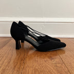 Vintage 1990s Laura Scott Black Square Toed Low Heel Pumps, Size 8