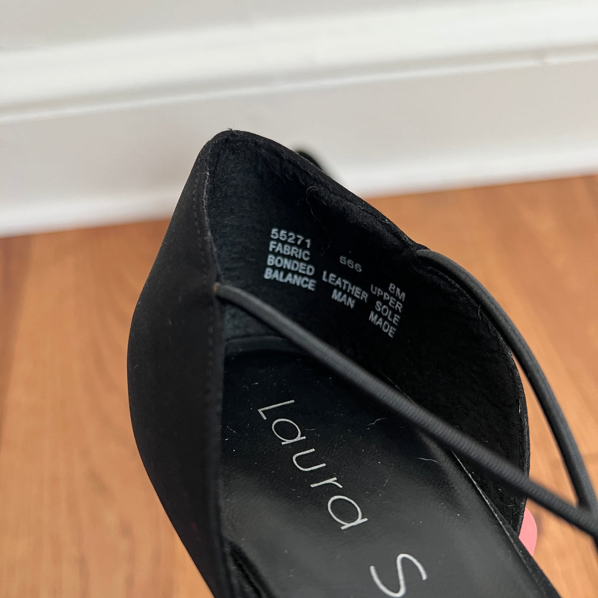 Vintage 1990s Laura Scott Black Square Toed Low Heel Pumps, Size 8