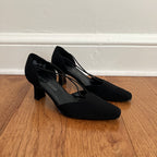 Vintage 1990s Laura Scott Black Square Toed Low Heel Pumps, Size 8