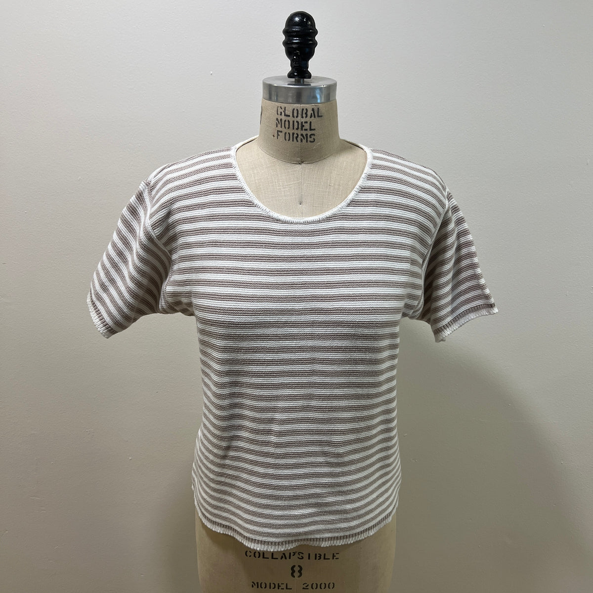 Vintage 1990s Women's Size S Cotton Striped Knit Crewneck Sweater Tee