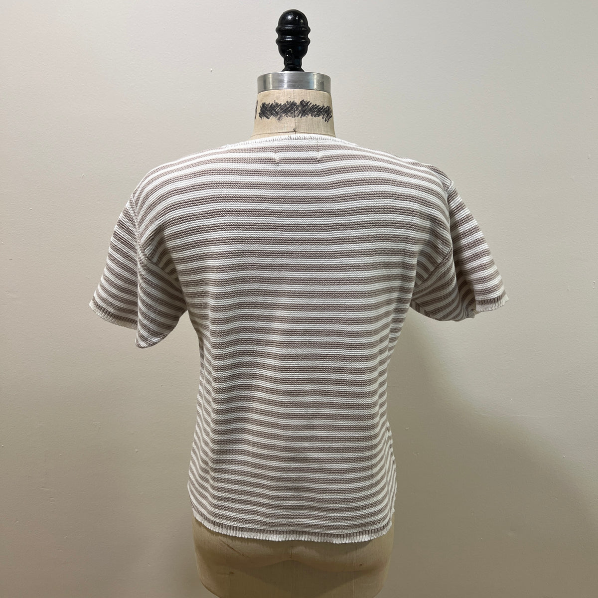 Vintage 1990s Women's Size S Cotton Striped Knit Crewneck Sweater Tee