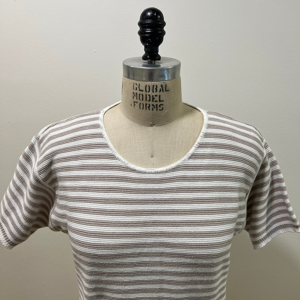 Vintage 1990s Women's Size S Cotton Striped Knit Crewneck Sweater Tee