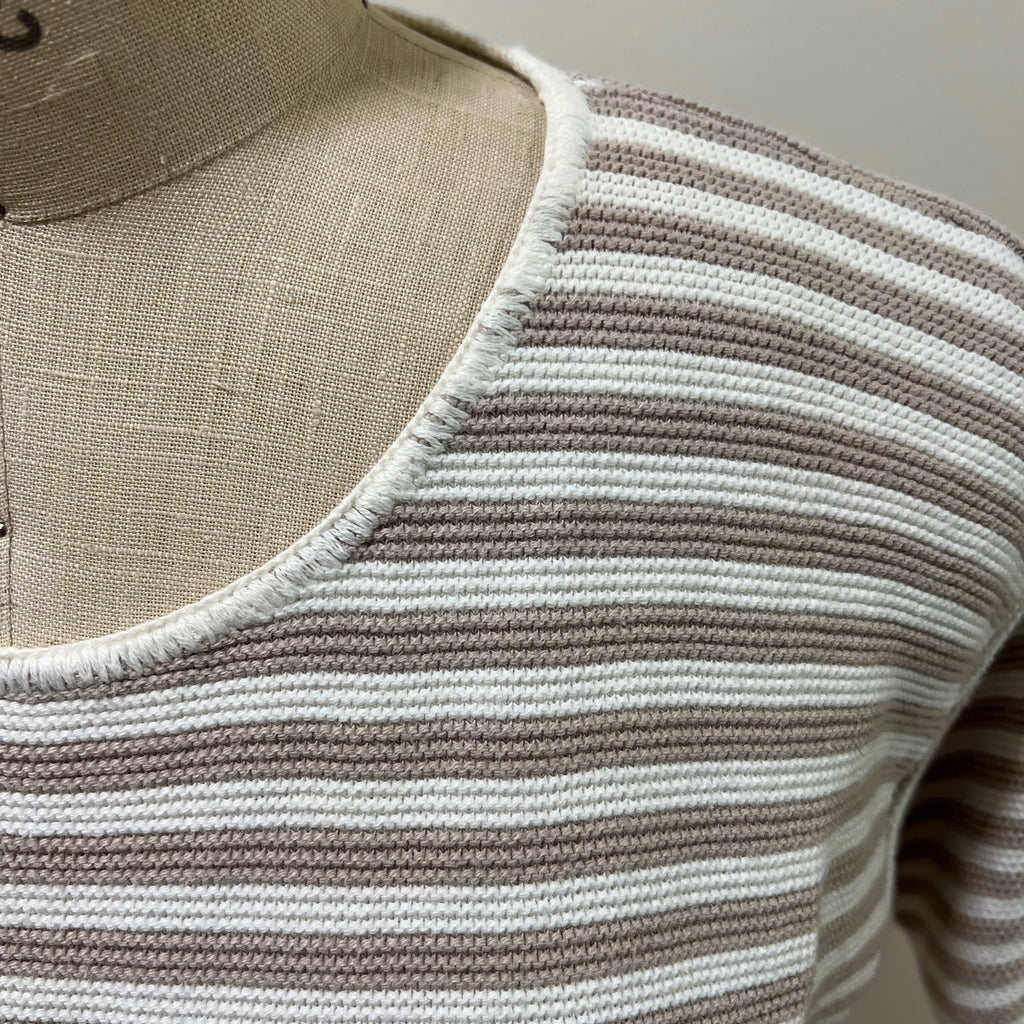 Vintage 1990s Women's Size S Cotton Striped Knit Crewneck Sweater Tee